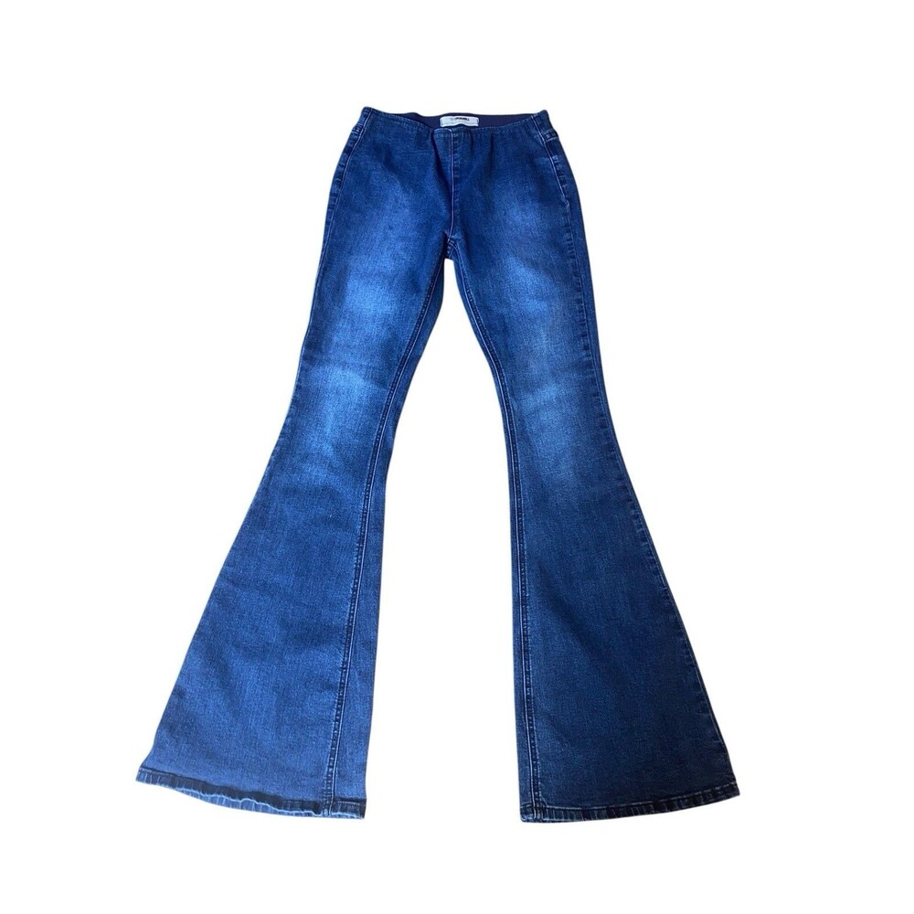 Rock & Roll Denim womens 28x36 Flare Jeans Blue Bargain Bell Pull On Stretch